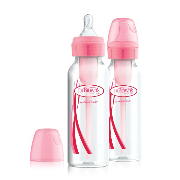 Dr. Brown’s Narrow Neck Bottle 250ml, Pink 2-pack