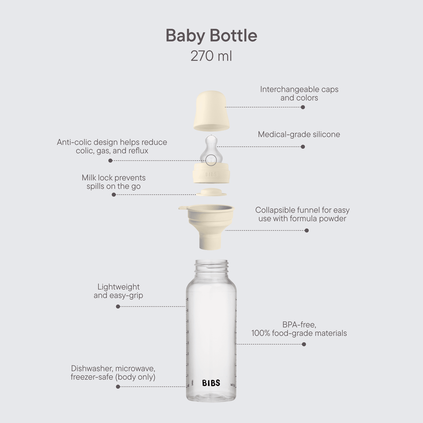 BIBS Baby Bottle LATEX 1 Pack 270ml